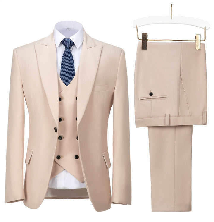 3 Piece Mens Suit Slim Fit Solid Peak Lapel Suit (Blazer + Vest + Pants) Adam Reed