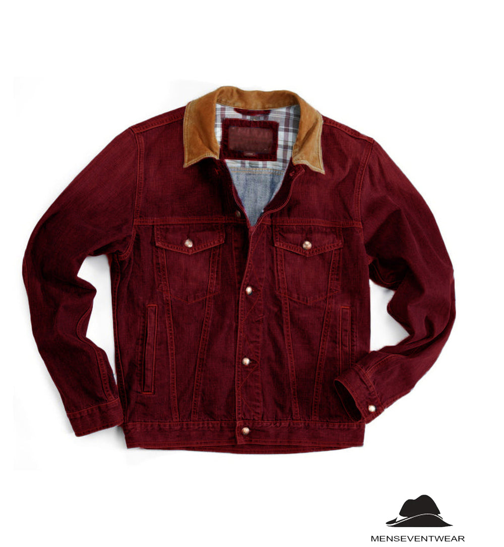 Men’s Classic Lapel Blazer Casual Button-Down Denim Jacket Xs / Burgundy Blazer