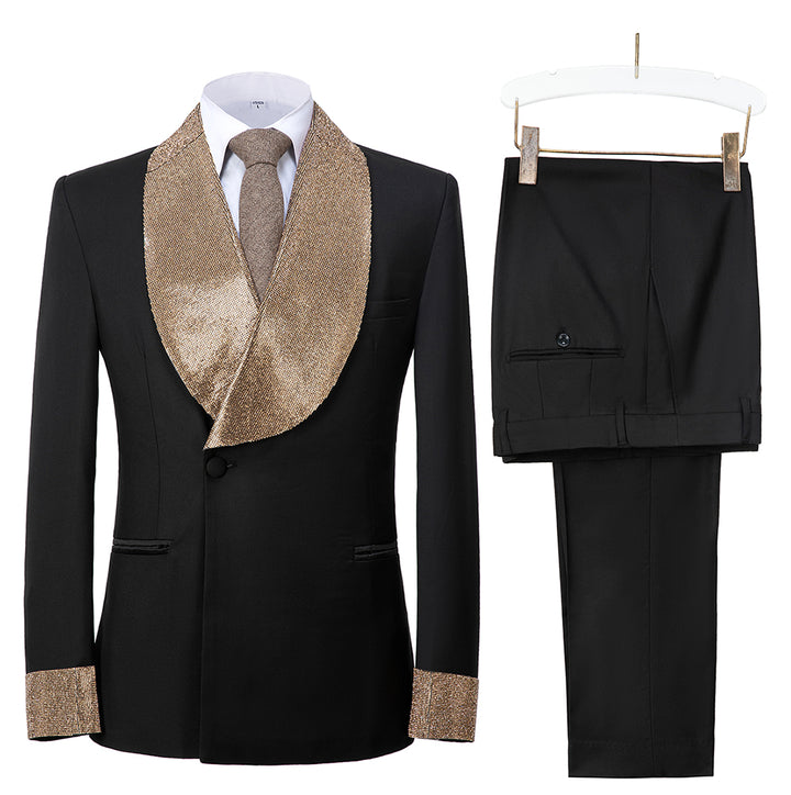 Fashion Men's Suit 2 Pieces Diamond Collar Shawl Lapel Tuxedo For Party (Blazer+ Pants) mens event wear