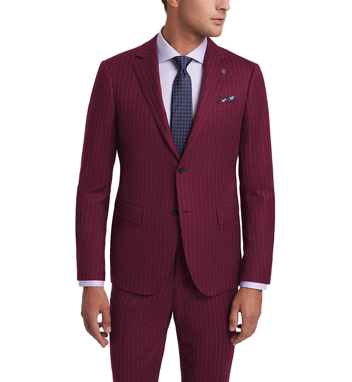 Formal Men's 2 Pieces Mens Suit Notch Lapel Striped Tuxedos (Blazer+Pants) mens event wear