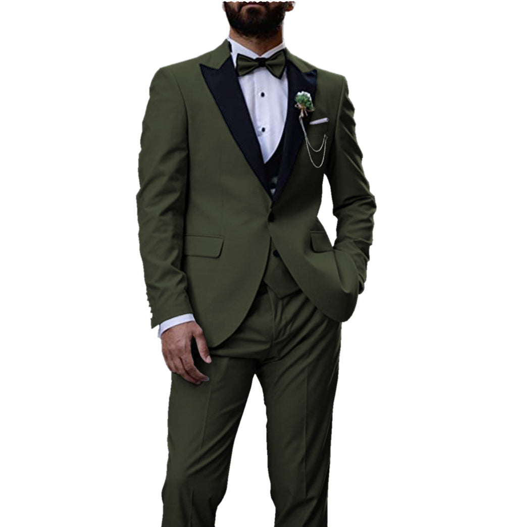 Formal Men's 3 Pieces Mens Suit Peak Lapel Tuxedos (Blazer+vest+Pants) mens event wear