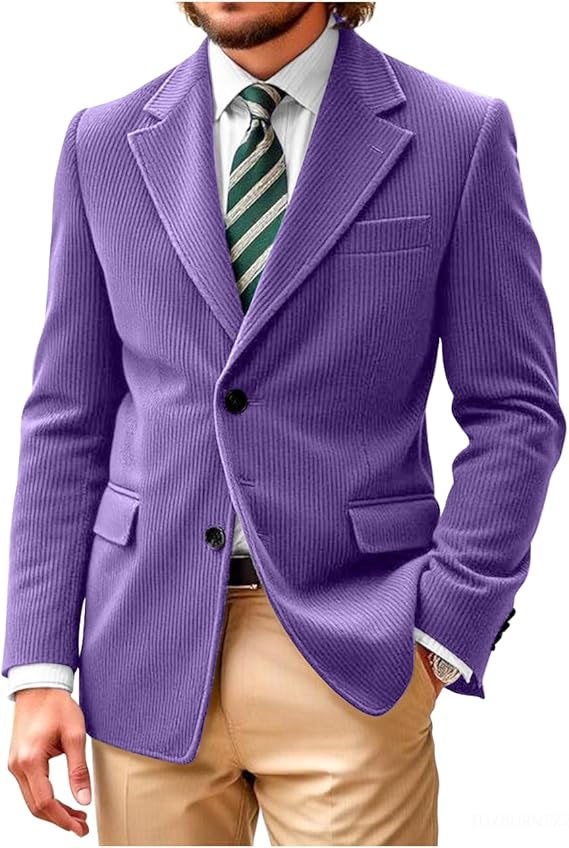 Men's Casual Corduroy Suit Retro Slim Fit Notch Lapel Sports Jacket mens event wear