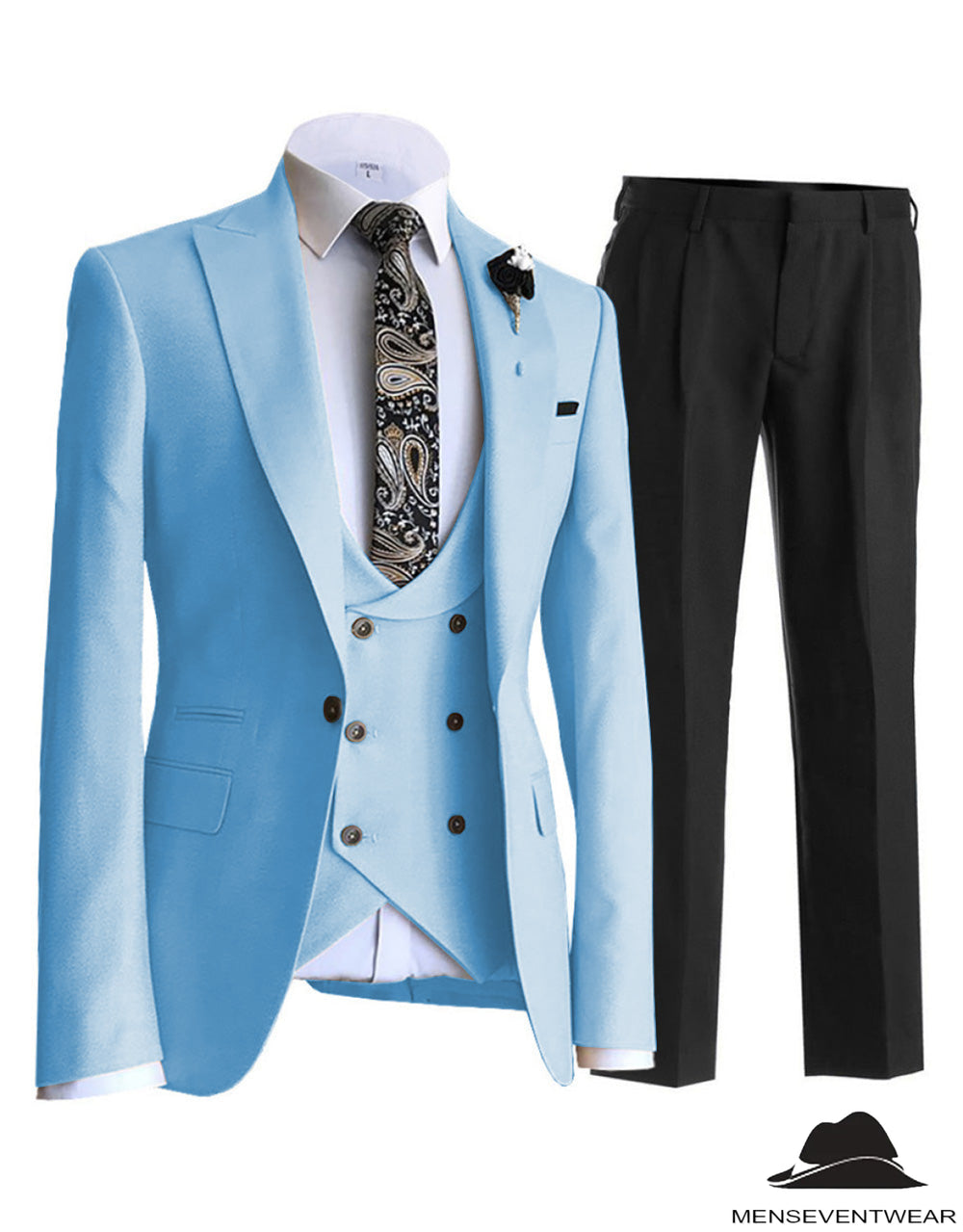 3 Pieces Mens Suit Solid Slim Fit Peak Lapel Tuxedos For Wedding (Blazer+vest+Pants) mens event wear