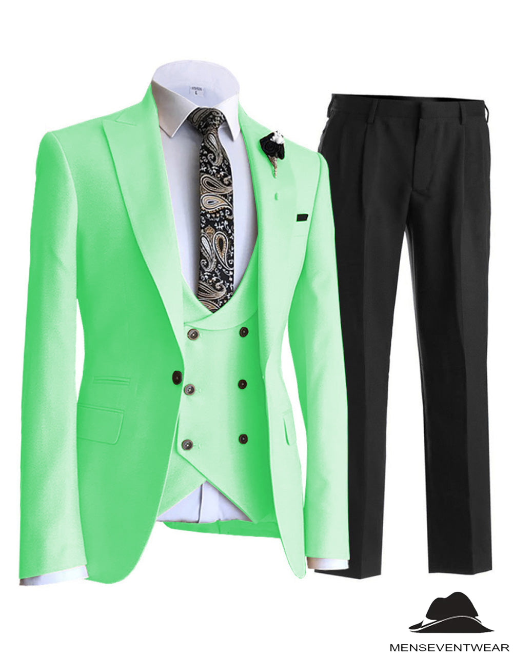 3 Pieces Mens Suit Solid Slim Fit Peak Lapel Tuxedos For Wedding (Blazer+vest+Pants) mens event wear