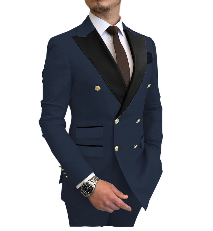 Business 2 Piece Men's Suit Double Breasted Peak lapel Tuxedos (Blazer+Pants) mens event wear